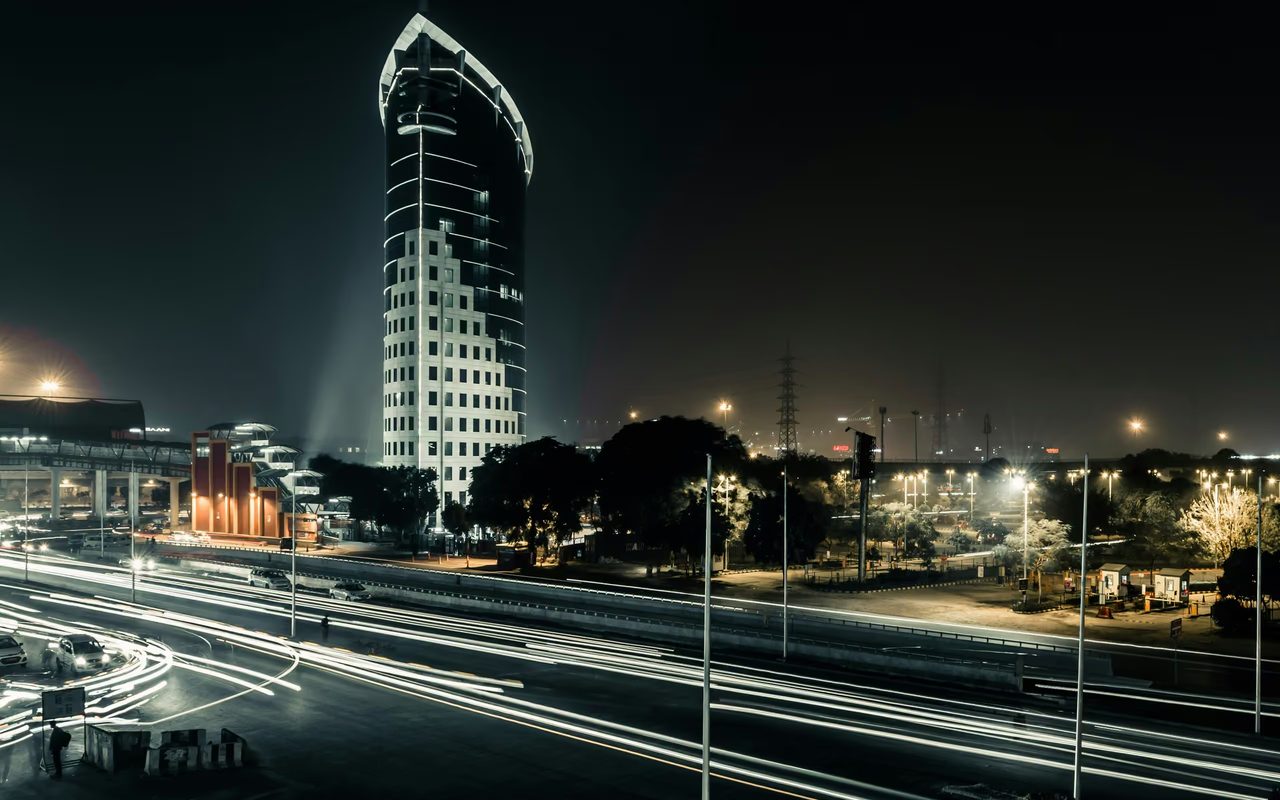 City nightscape, gurgaon