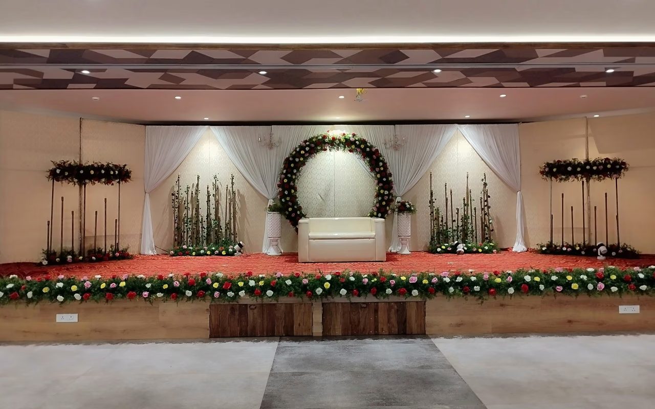 Floral stage, indoor celebration
