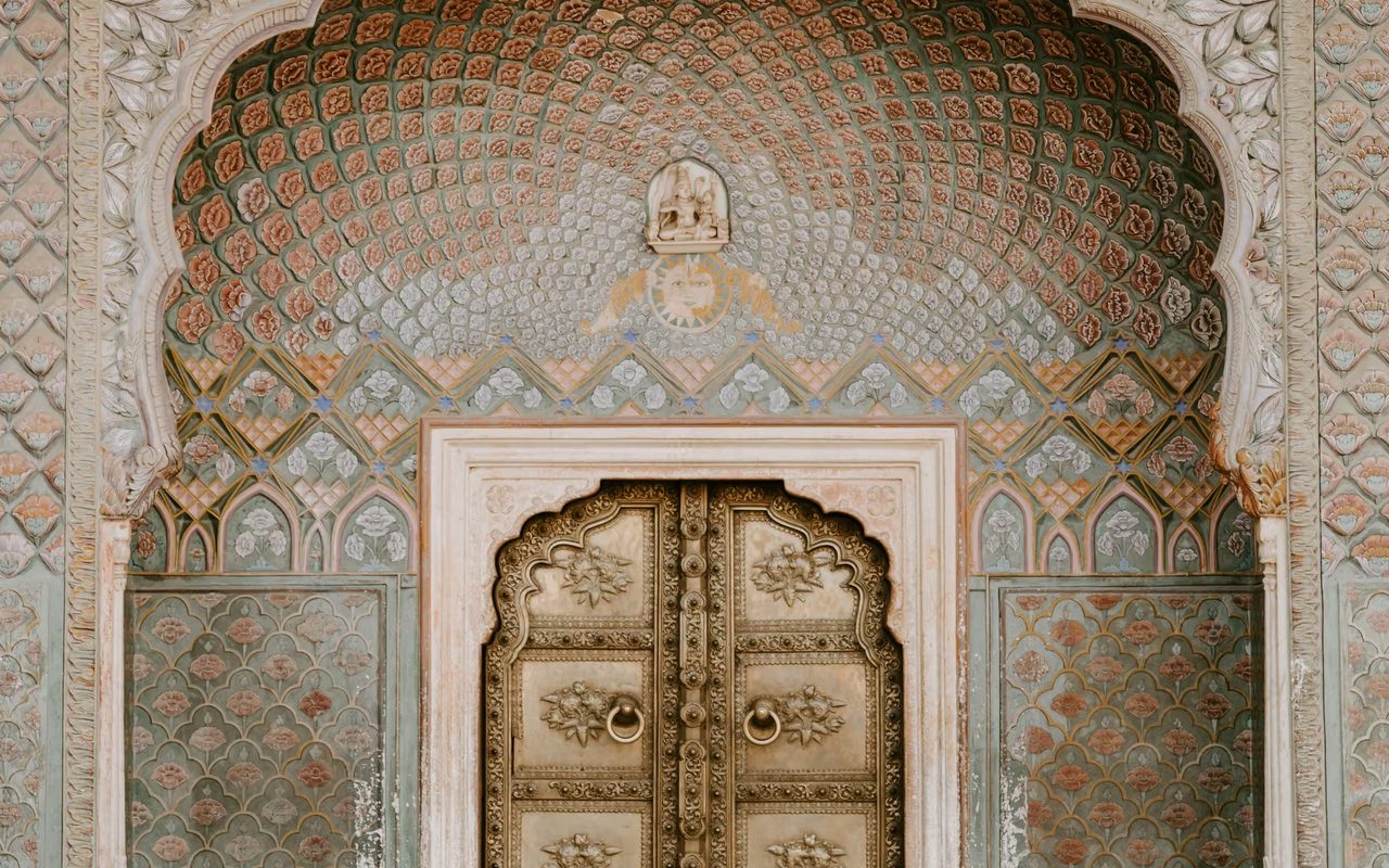 Ornate brass door, jaipur