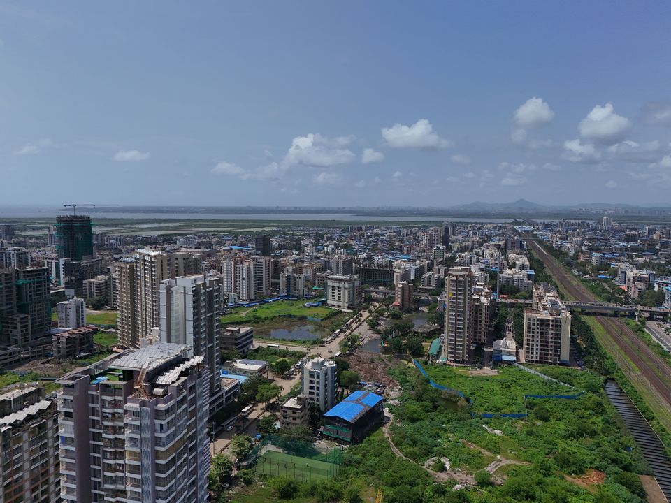 Mumbai skyline and green urban spaces seen from above