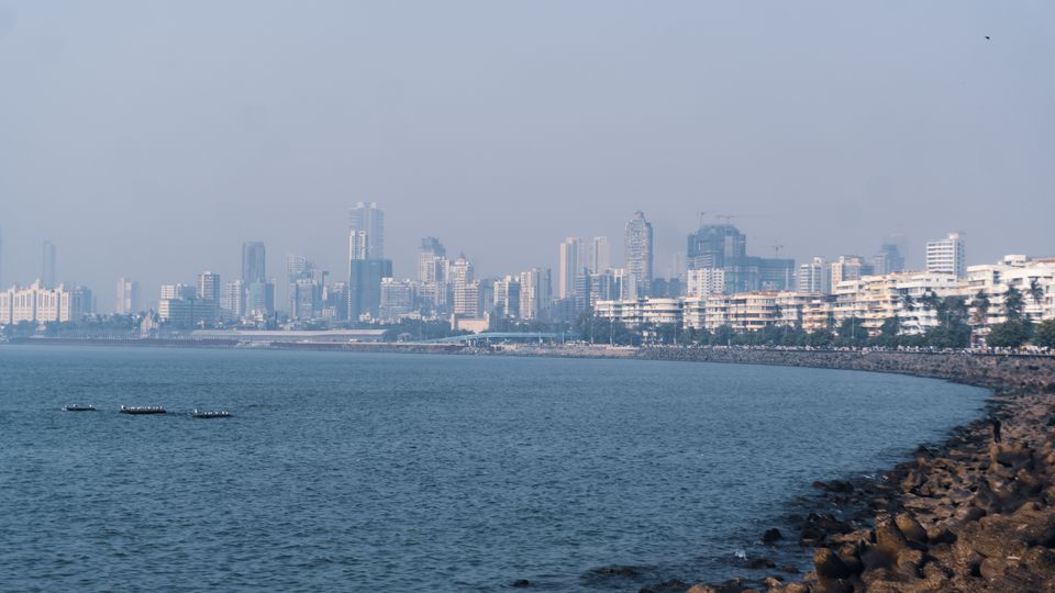 Marine Drive and the Mumbai skyline across the bay