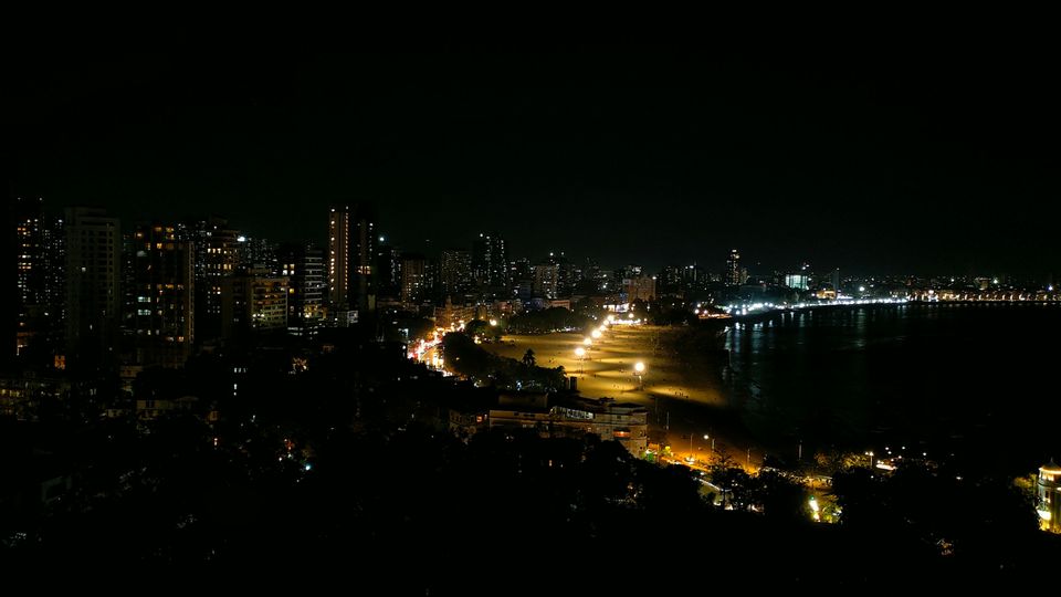 Marine Drive in Mumbai illuminated at night