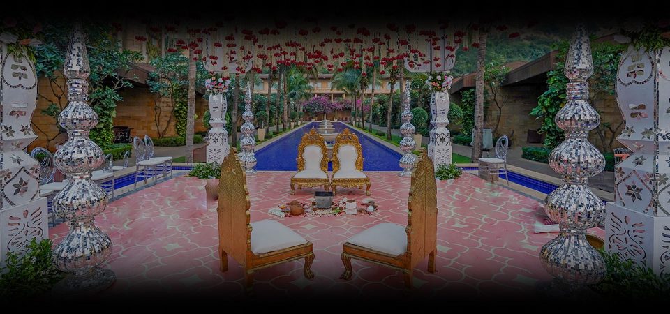 Decorated celebration pavilion with floral details