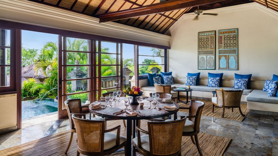 Open-plan villa dining and living room