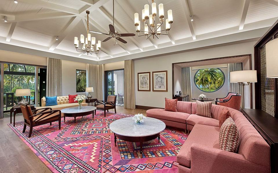 Spacious living room with a garden terrace