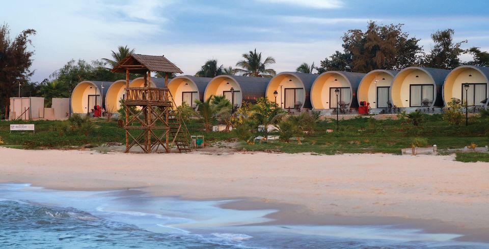 Rounded cottages facing the beach