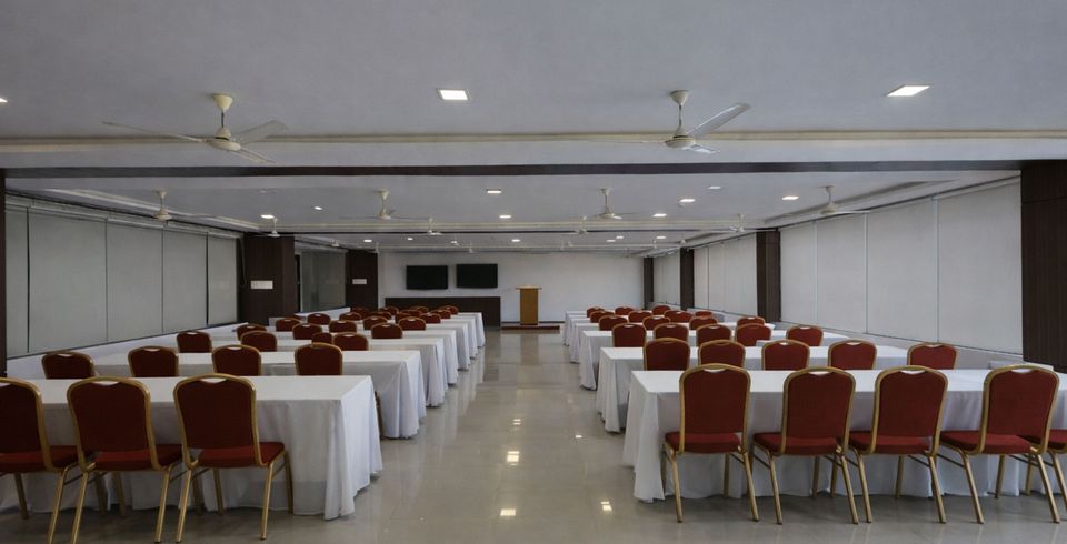 Conference hall arranged with classroom tables