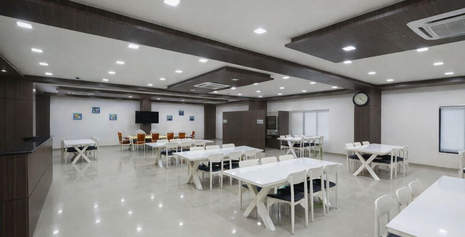 Event room with white tables