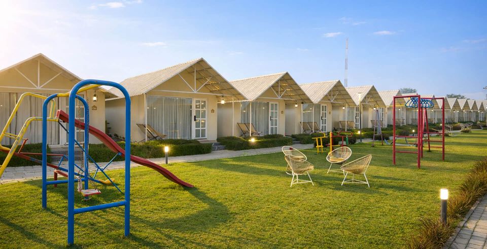 Cottages surrounding a garden play area